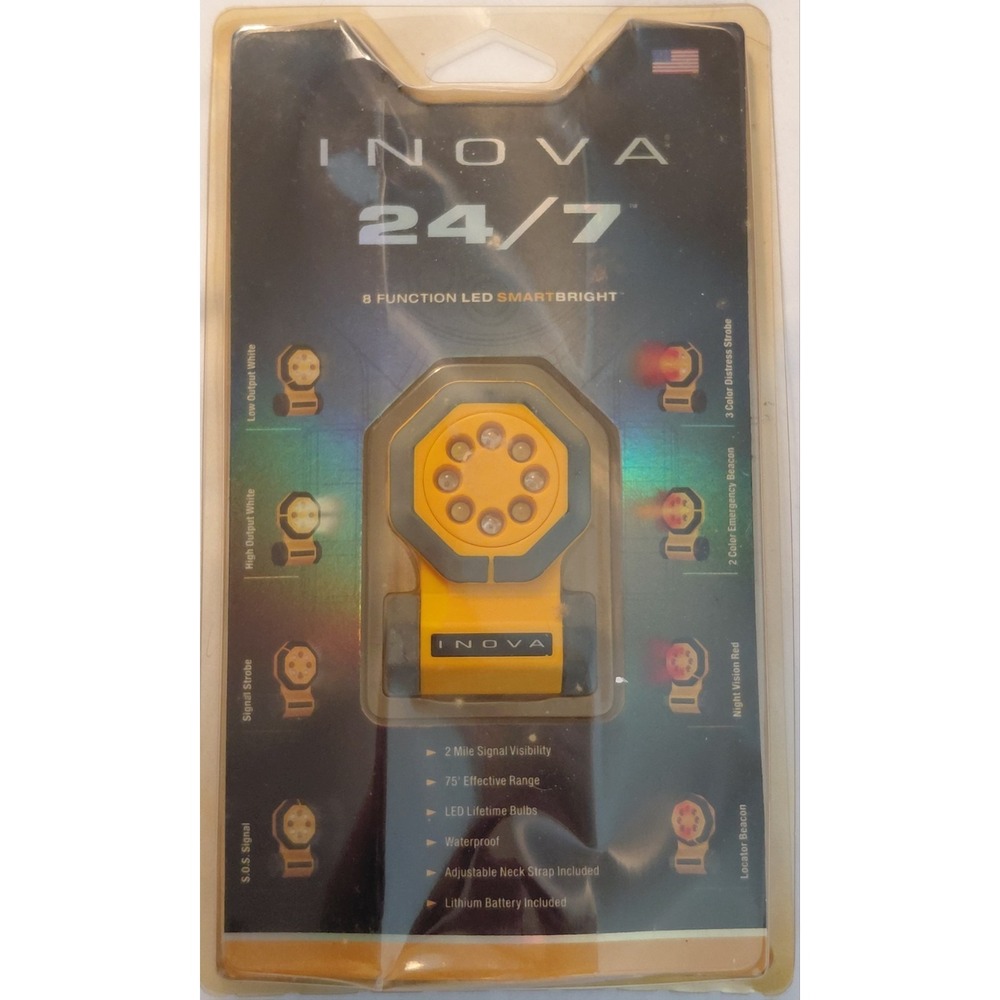 Vintage Inova 24/7 SmartBright LED Light Multi-Function Emergency SOS Yellow NEW